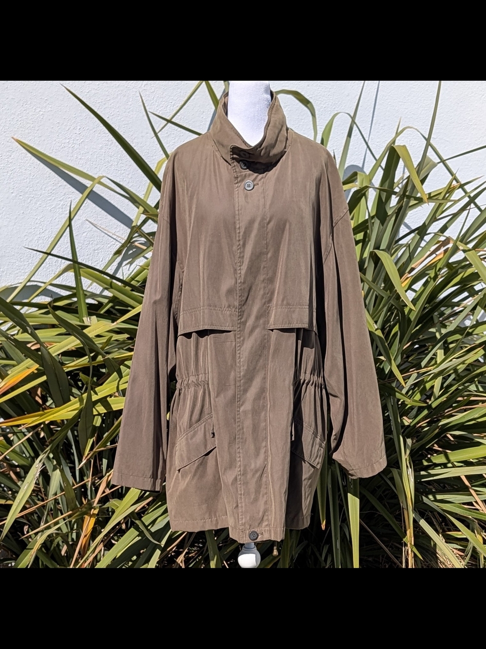 Vintage Sanyo Carol Cohen Olive Green Field Trench Jacket Size Large